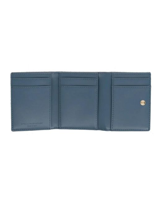 Stella McCartney Blue Light Falabella Trifold Wallet With Chain