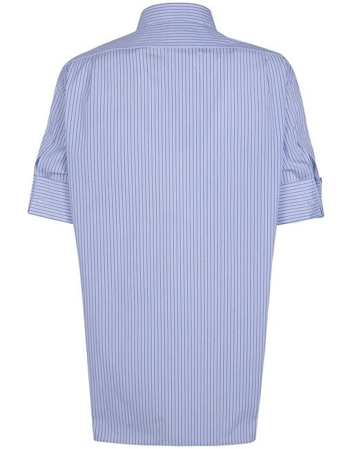 Maison Margiela Blue Snapped Button Short Sleeves Shirt