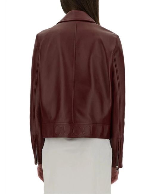 Gucci Red Leather Biker Jacket