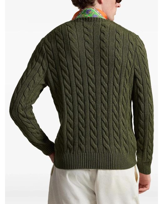 Polo Ralph Lauren Green Cable-Knit Cotton Jumper for men