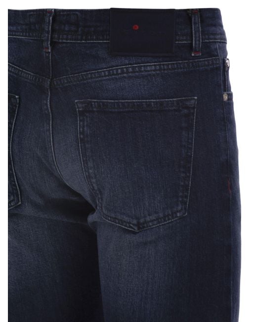 Kiton Blue Five-Pocket Stretch Denim Jeans for men