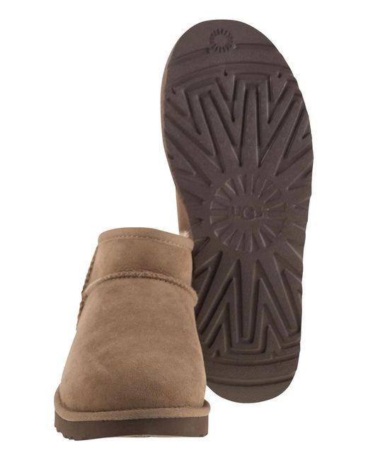 Ugg Brown Classic Ultra Mini Suede Boots For