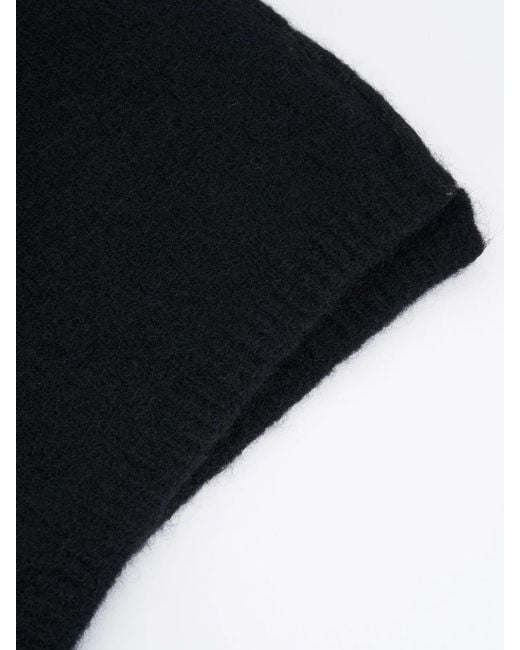 Isabel Benenato Black Asymmetrical Yak Beanie for men