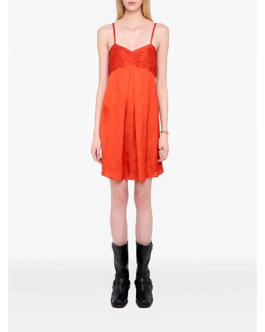 Zadig & Voltaire Red Zadig&Voltaire Short Satin Straps Dress
