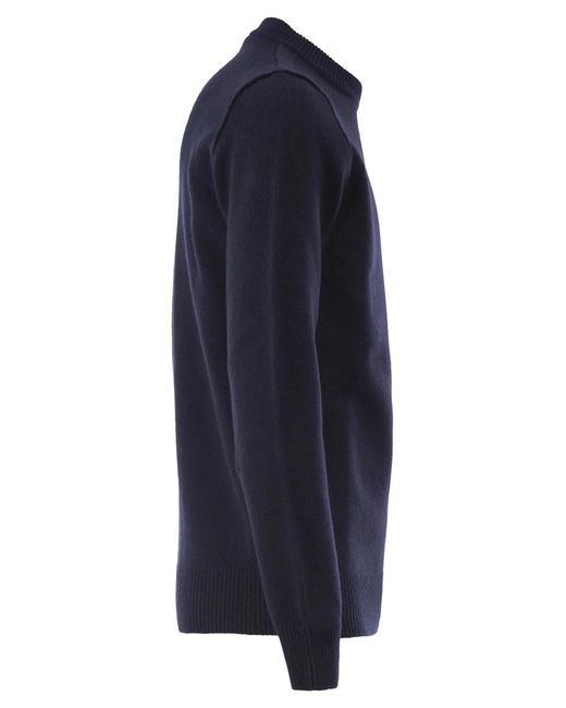 Stone Island Blue Crew-Neck Jumper With Reverse Stitch Details for men