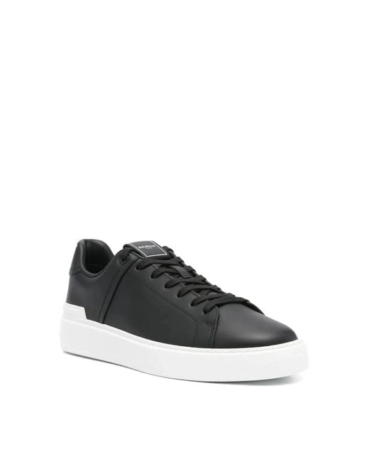 Balmain Black B Court Logo Low Top Sneakers