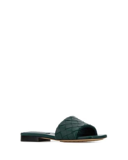 Bottega Veneta Green Bottle Leather Parco Slippers