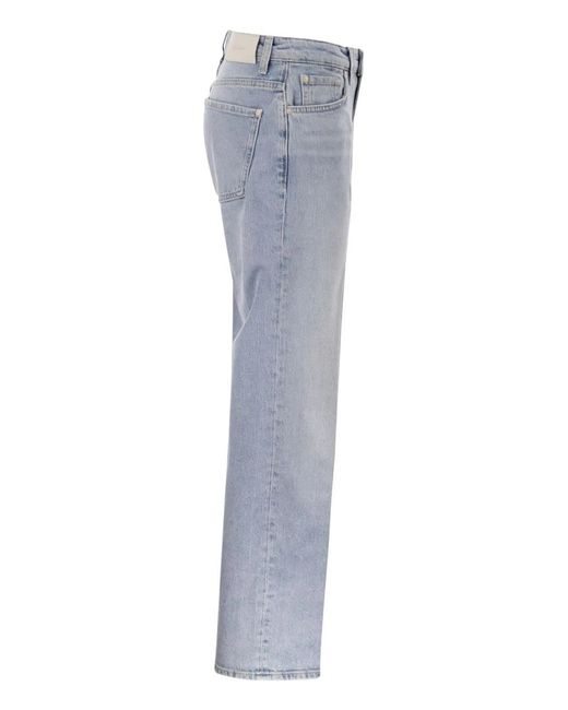 7 For All Mankind Blue Straight Fit Light Wash Vintage-Effect Denim Jeans