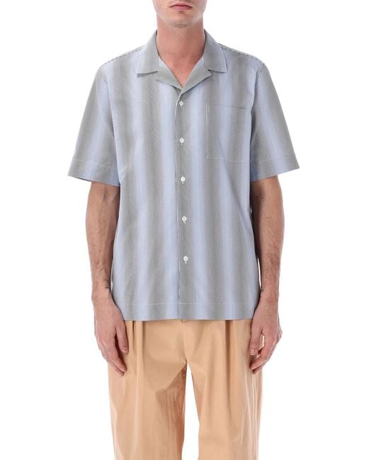 Dries Van Noten Blue Carltone Striped Cotton Shirt for men