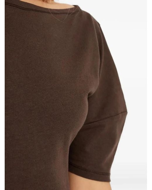 Lemaire Brown Cotton And Linen Midi Dress