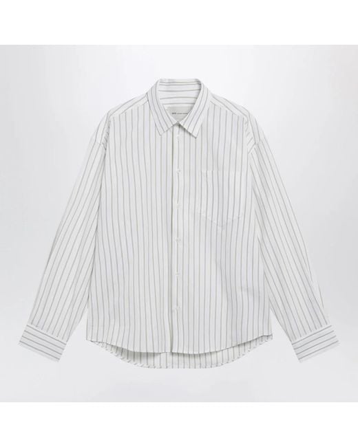 AMI White Striped Ami De Coeur Shirt for men
