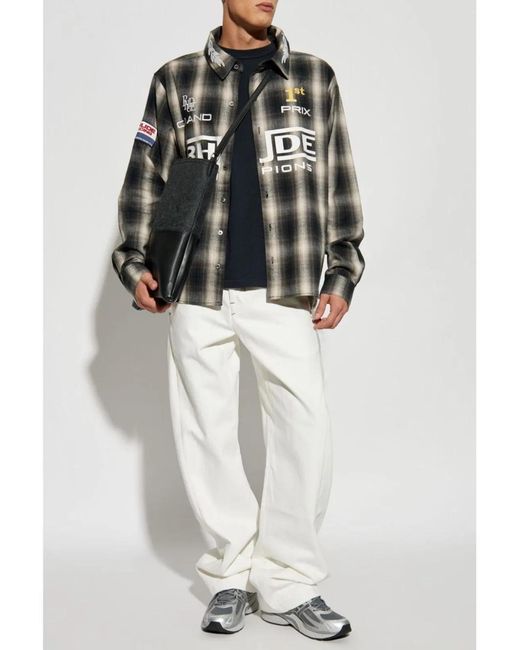 Rhude Gray Racing Flannel for men