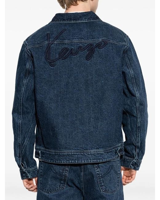 KENZO Blue Logo-Embroidered Denim Jacket