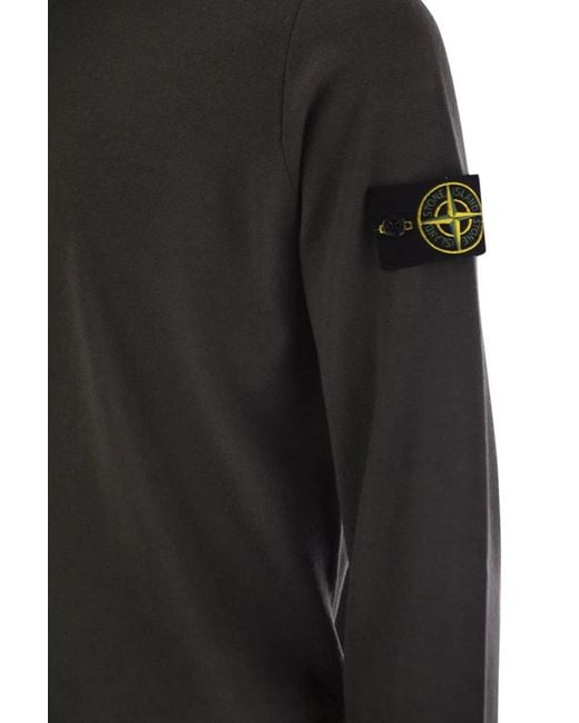 Stone Island Black Crew Neck Sweater With Compass Badge for men