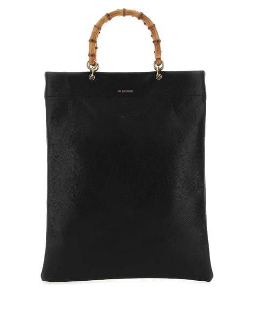 Jil Sander Black Leather Medium Shopping Bag