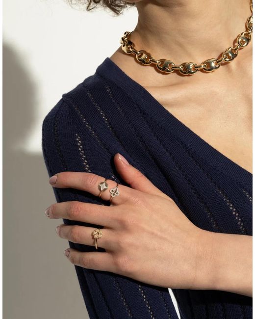 Tory Burch White Clover Logo Set Of Three Rings