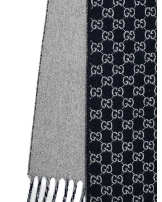Gucci Blue Gg Wool Cashmere Scarf for men