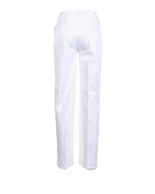Via Masini 80 White High-Waisted Trousers