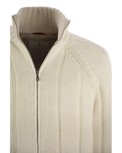 Brunello Cucinelli Natural Cashmere Knit Down Jacket With Zip for men