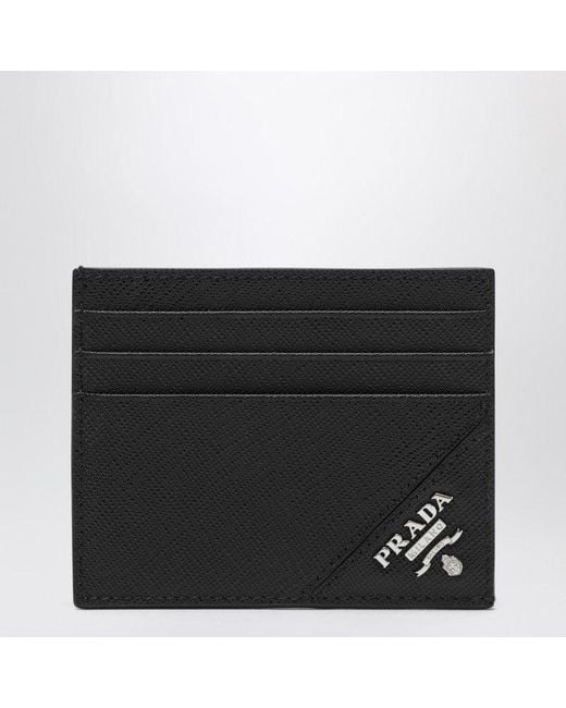 Prada Black Saffiano Leather Card Holder for men