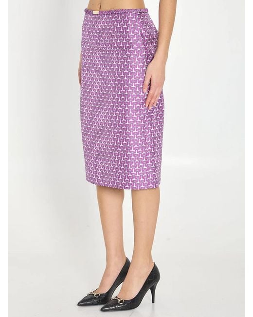 Gucci Purple Printed Silk Skirt