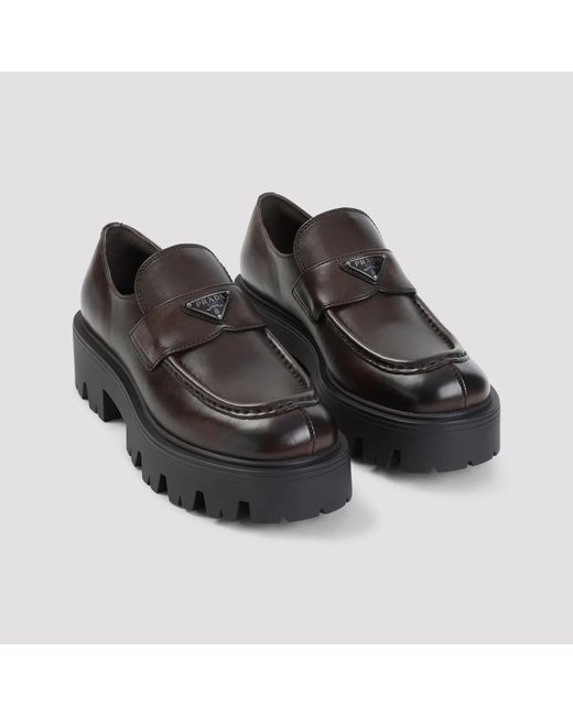 Prada Black Dark Leather Loafers