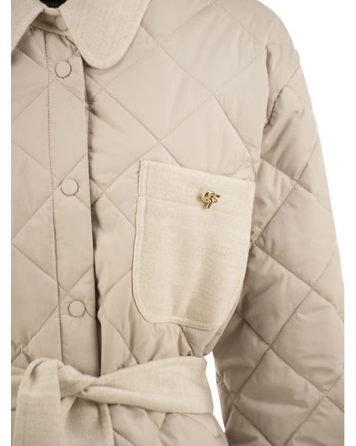Fabiana Filippi Natural Quilted Jacket With Wool Belt