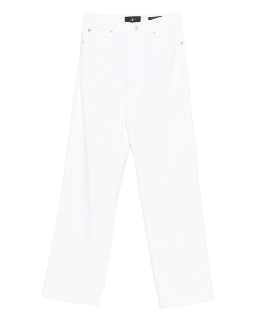 7 For All Mankind White Stovepipe Soleil Straight-Leg Jeans
