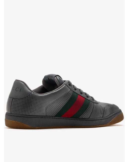 Gucci Black Multicolour Leather Screener Sneakers for men