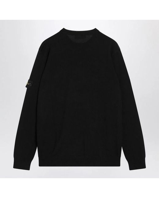 Stone Island Black Logo-Patch Crew-Neck Jumper for men