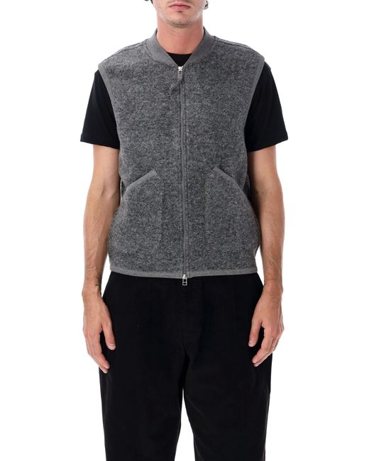 Universal Works Black Wool Blend Waistcoat for men