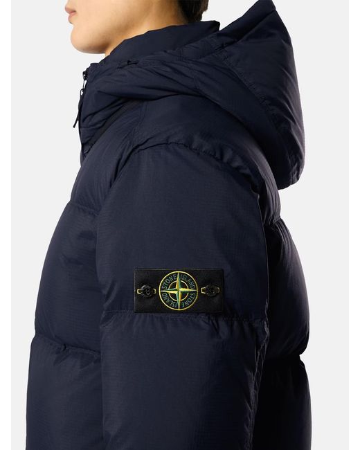 Stone Island Blue Matt Ripstop Cordura Hooded Down Jacket for men