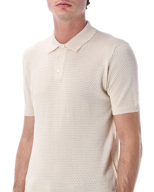 Roberto Collina Natural Mesh Cotton Polo for men