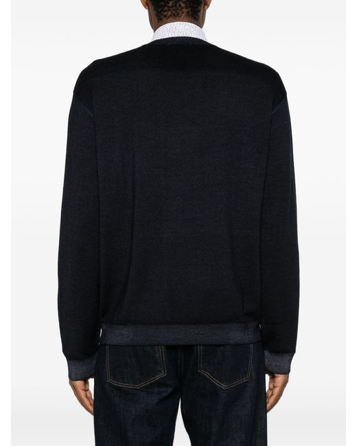 Emporio Armani Blue Dark Virgin Wool Pullover for men