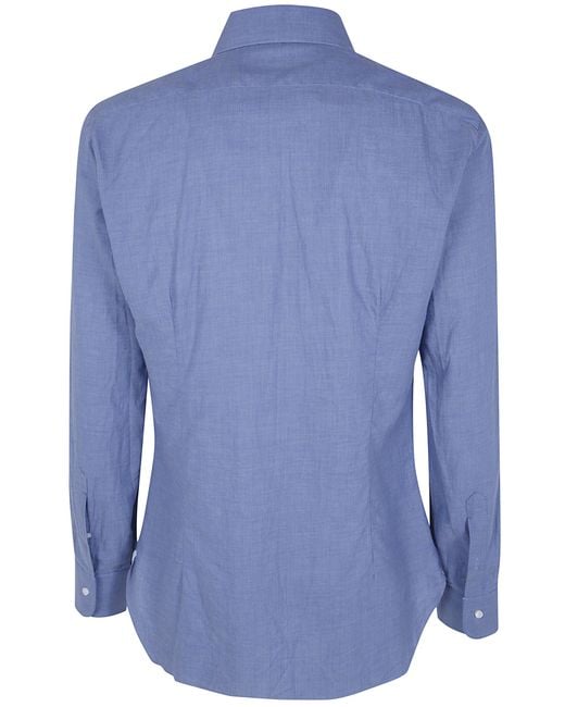 Barba Napoli Blue Chevron Classic Shirt for men
