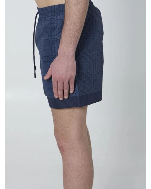 Gucci Blue Printed Swimsuit for men