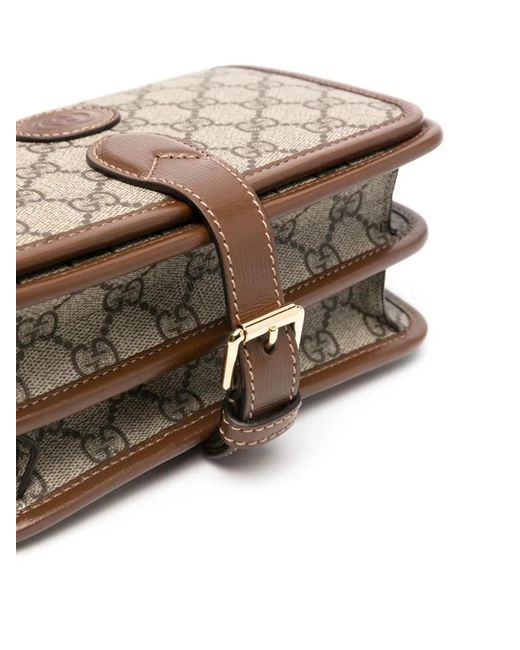 Gucci Brown Canvas Leather Shoulder Bag for men