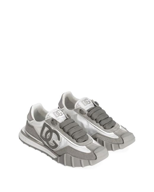 Dolce & Gabbana White Dolce & Gabbana Graphite Leather Flat Shoes