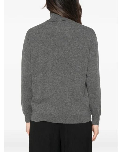 Brunello Cucinelli Gray Cashmere Turtleneck Sweater With Monili