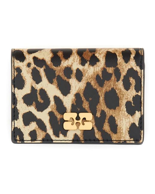 Ganni Metallic Bou Card Holder With Animal Motif