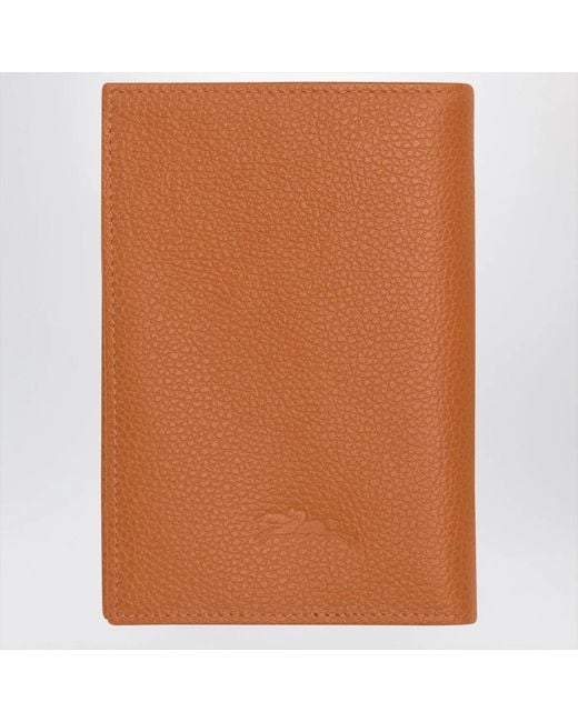 Longchamp Brown Le Foulonné Amber-Coloured Passport Case