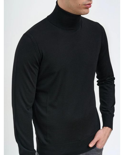 Paolo Pecora Black Wool High Neck Sweater for men