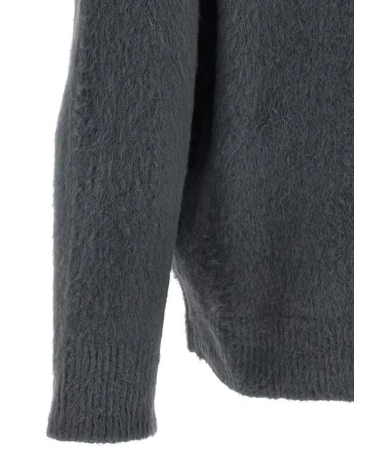Roberto Collina Gray Shearling Cotton Sweater for men