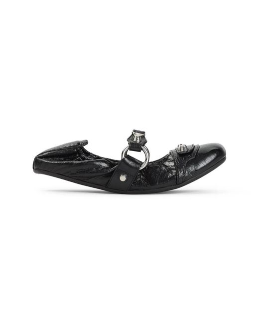Balenciaga Black City Leather Ballet Flats