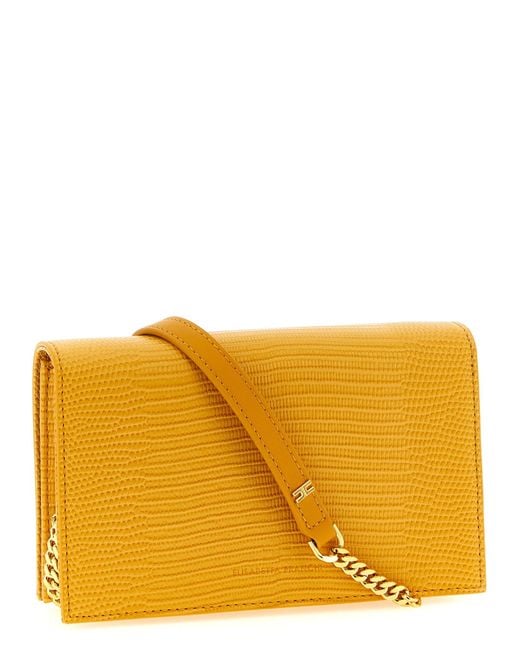 Elisabetta Franchi Yellow Lizard Print Crossbody Bag