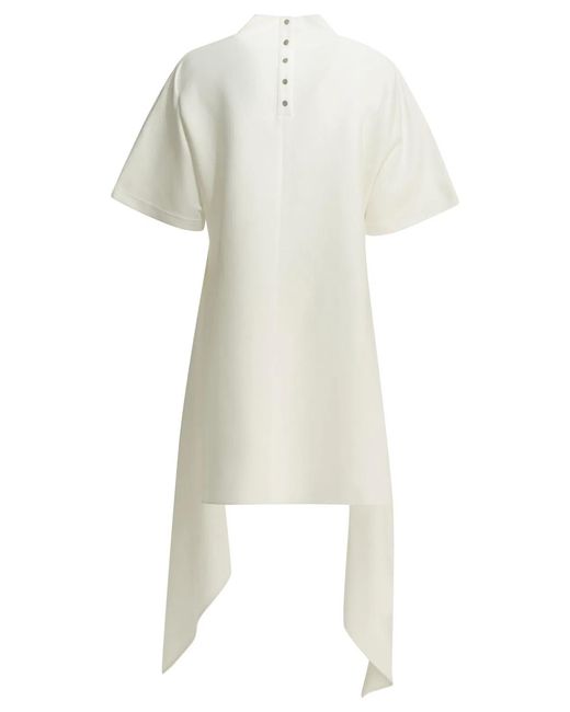 Alaïa White Alaia Asymmetrical Mock Neck T-Shirt