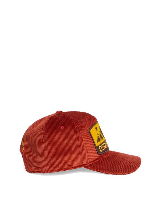 DSquared² Red Patch Baseball Caps for men
