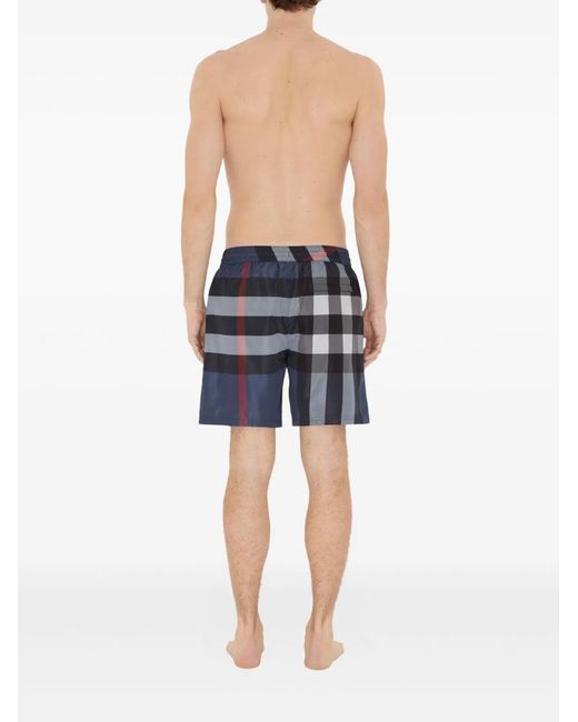 Burberry Blue Check Swim Shorts for men
