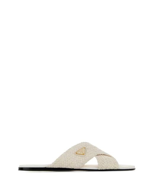 Prada White Slippers