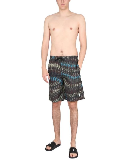 Marcelo Burlon Gray Logo Print Boxer Swimsuit for men